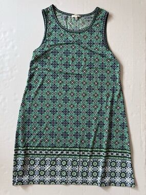 Max Studio Green Geo Print Sleeveless Summer Dress